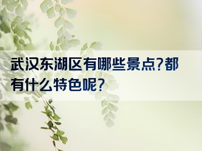 武汉东湖区有哪些景点？都有什么特色呢？