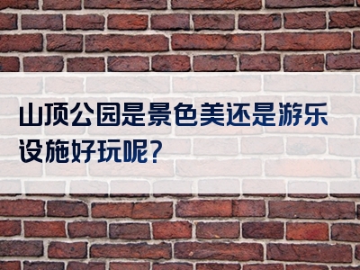 山顶公园是景色美还是游乐设施好玩呢？