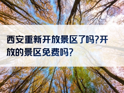 西安重新开放景区了吗？开放的景区免费吗？