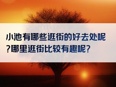 小池有哪些逛街的好去处呢？哪里逛街比较有趣呢？