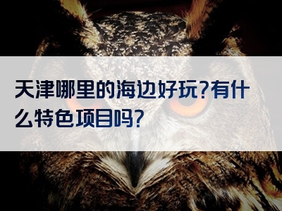 天津哪里的海边好玩？有什么特色项目吗？