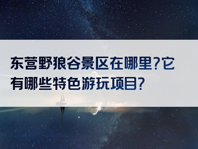 东营野狼谷景区在哪里？它有哪些特色游玩项目？
