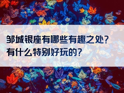 邹城银座有哪些有趣之处？有什么特别好玩的？