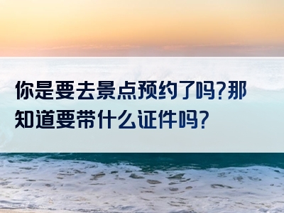 你是要去景点预约了吗？那知道要带什么证件吗？