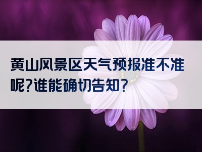 黄山风景区天气预报准不准呢？谁能确切告知？