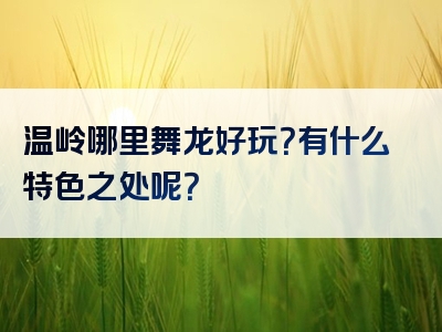 温岭哪里舞龙好玩？有什么特色之处呢？