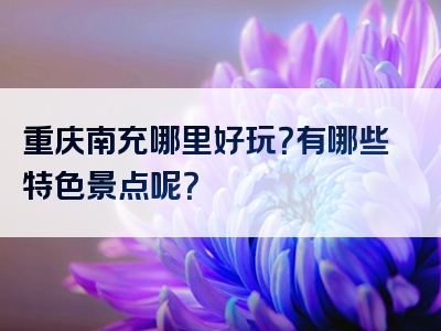 重庆南充哪里好玩？有哪些特色景点呢？