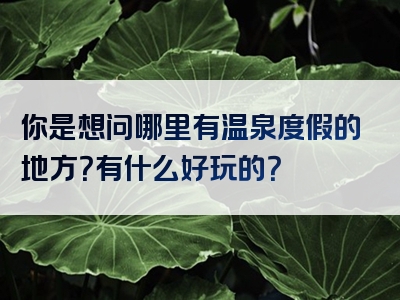 你是想问哪里有温泉度假的地方？有什么好玩的？