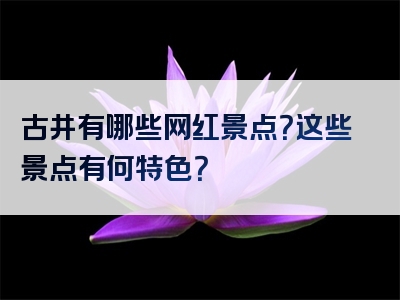 古井有哪些网红景点？这些景点有何特色？