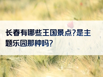 长春有哪些王国景点？是主题乐园那种吗？