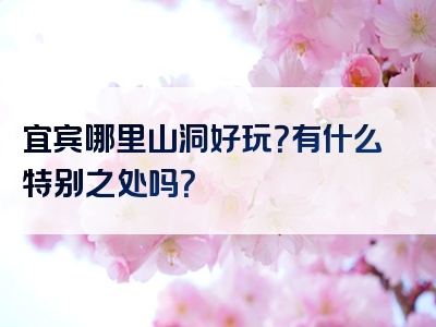 宜宾哪里山洞好玩？有什么特别之处吗？