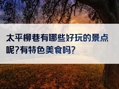 太平柳巷有哪些好玩的景点呢？有特色美食吗？