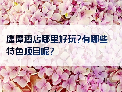 鹰潭酒店哪里好玩？有哪些特色项目呢？