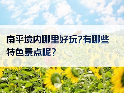 南平境内哪里好玩？有哪些特色景点呢？