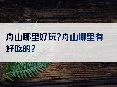 舟山哪里好玩？舟山哪里有好吃的？