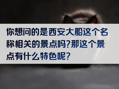 你想问的是西安大船这个名称相关的景点吗？那这个景点有什么特色呢？