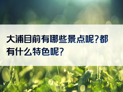 大浦目前有哪些景点呢？都有什么特色呢？