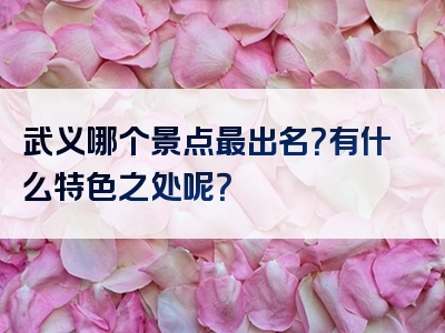 武义哪个景点最出名？有什么特色之处呢？