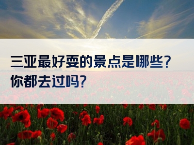 三亚最好耍的景点是哪些？你都去过吗？