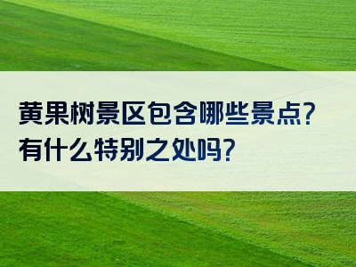 黄果树景区包含哪些景点？有什么特别之处吗？