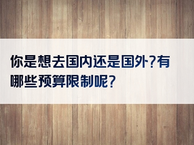 你是想去国内还是国外？有哪些预算限制呢？