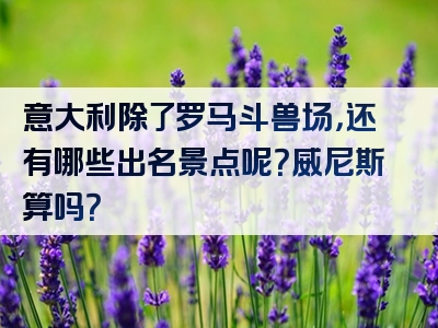 意大利除了罗马斗兽场，还有哪些出名景点呢？威尼斯算吗？