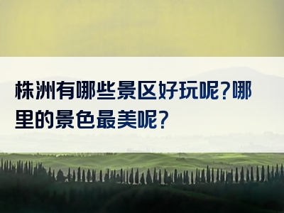 株洲有哪些景区好玩呢？哪里的景色最美呢？