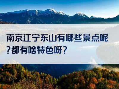 南京江宁东山有哪些景点呢？都有啥特色呀？