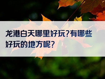 龙港白天哪里好玩？有哪些好玩的地方呢？