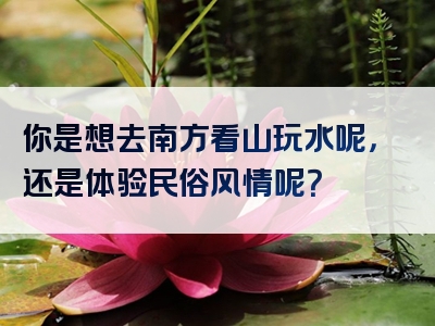 你是想去南方看山玩水呢，还是体验民俗风情呢？