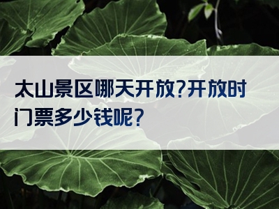 太山景区哪天开放？开放时门票多少钱呢？