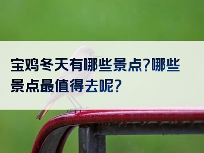 宝鸡冬天有哪些景点？哪些景点最值得去呢？