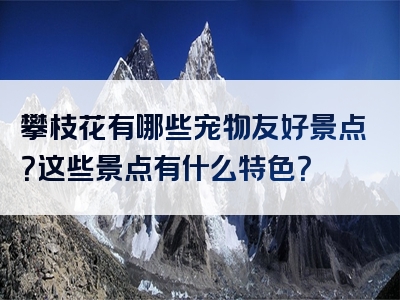 攀枝花有哪些宠物友好景点？这些景点有什么特色？