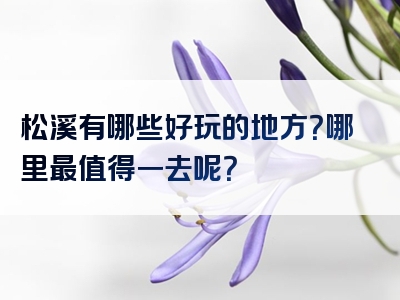 松溪有哪些好玩的地方？哪里最值得一去呢？
