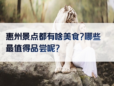 惠州景点都有啥美食？哪些最值得品尝呢？