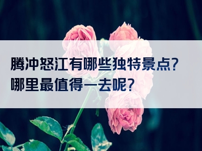 腾冲怒江有哪些独特景点？哪里最值得一去呢？