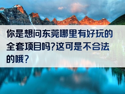 你是想问东莞哪里有好玩的全套项目吗？这可是不合法的哦？