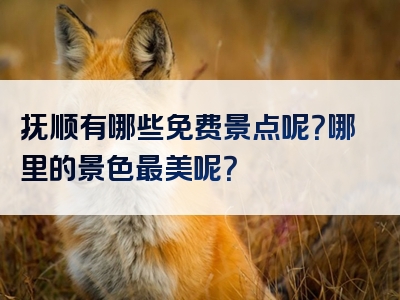 抚顺有哪些免费景点呢？哪里的景色最美呢？