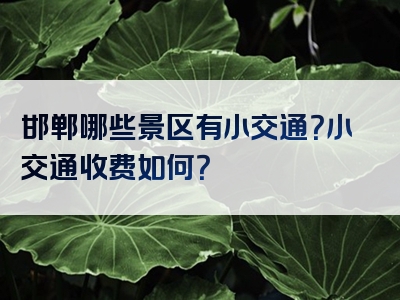 邯郸哪些景区有小交通？小交通收费如何？