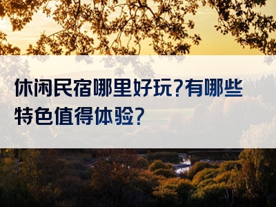 休闲民宿哪里好玩？有哪些特色值得体验？