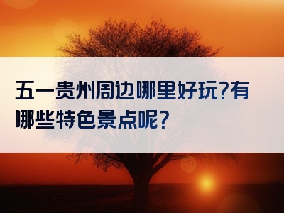 五一贵州周边哪里好玩？有哪些特色景点呢？