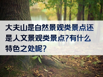 大夫山是自然景观类景点还是人文景观类景点？有什么特色之处呢？