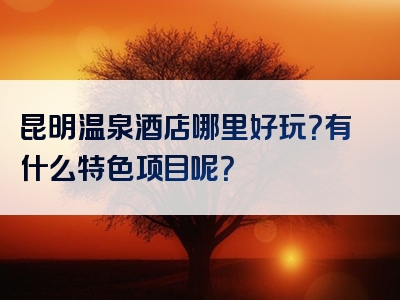 昆明温泉酒店哪里好玩？有什么特色项目呢？