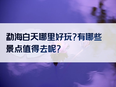 勐海白天哪里好玩？有哪些景点值得去呢？