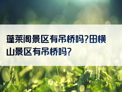 蓬莱阁景区有吊桥吗？田横山景区有吊桥吗？