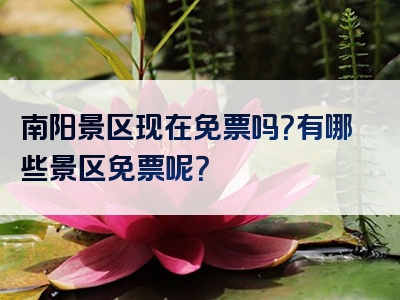 南阳景区现在免票吗？有哪些景区免票呢？