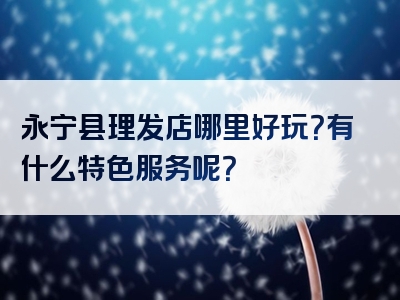 永宁县理发店哪里好玩？有什么特色服务呢？
