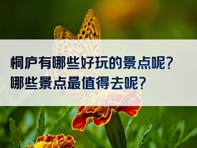 桐庐有哪些好玩的景点呢？哪些景点最值得去呢？