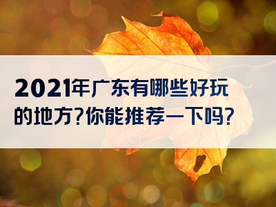 2021年广东有哪些好玩的地方？你能推荐一下吗？