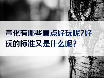 宣化有哪些景点好玩呢？好玩的标准又是什么呢？